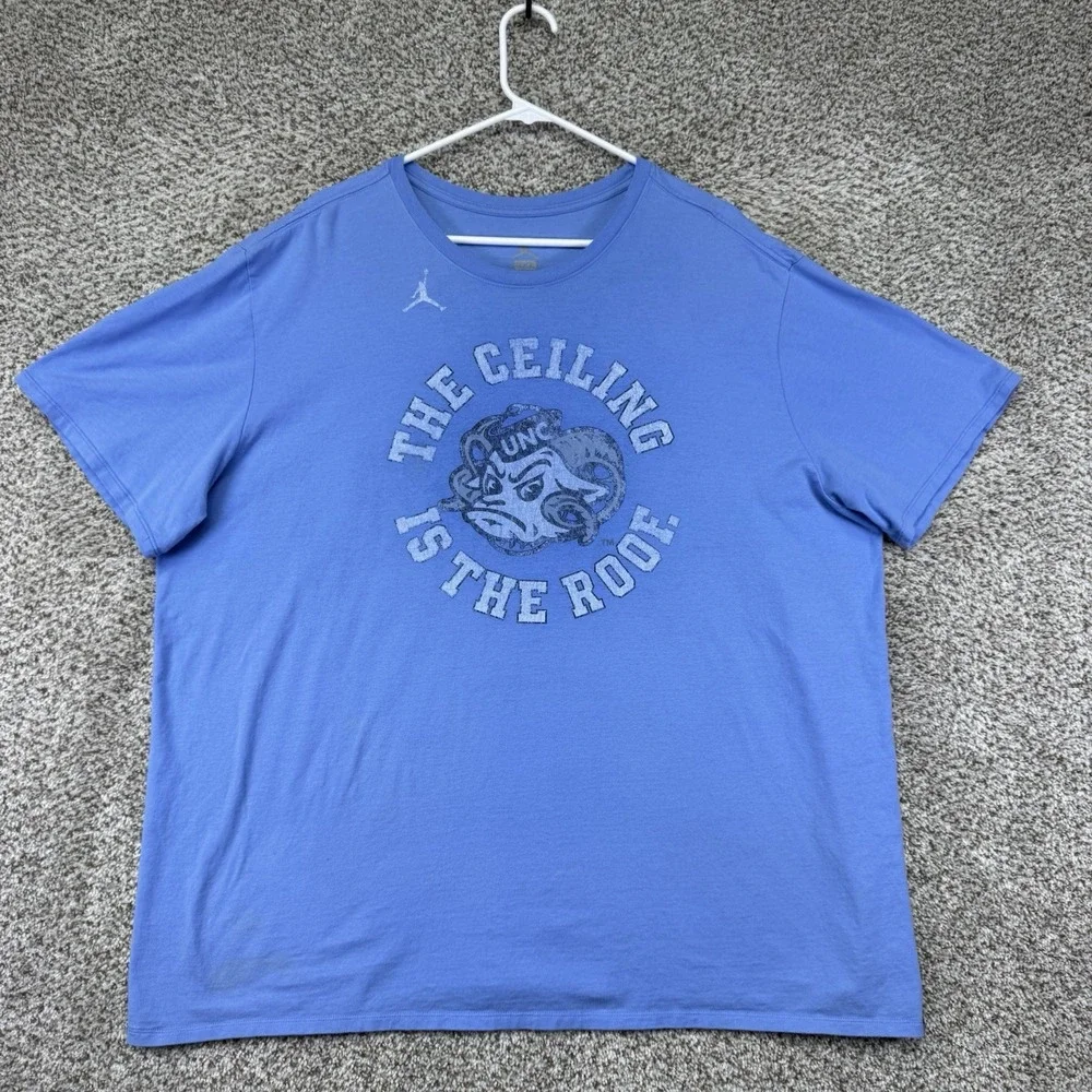 UNC Tar Heels Shirt Men's Size 3XL Blue Jordan Short Sleeve Casual 100% Cotton